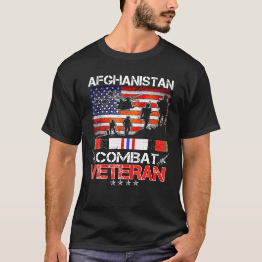 アフガニスタン戦闘退役軍人米国退役軍人軍隊 Tシャツ (正面)