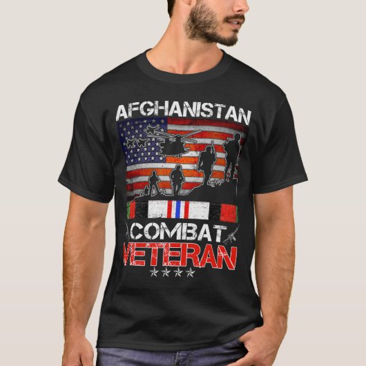 アフガニスタン戦闘退役軍人米国退役軍人軍隊 Tシャツ (正面)