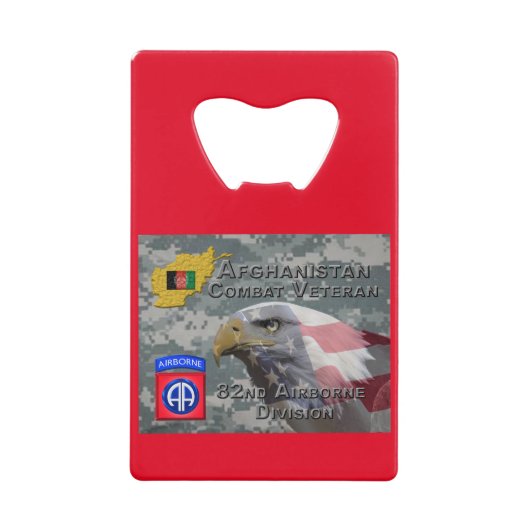 「アフガニスタン戦闘退役軍人」 - 82nd Airborne Divis クレジットカード栓抜き (正面)