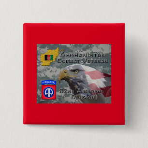 「アフガニスタン戦闘退役軍人」 - 82nd Airborne Divis 缶バッジ