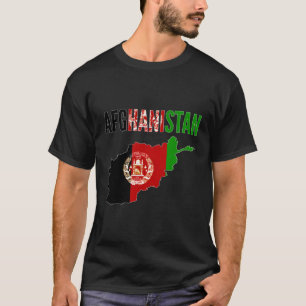 アフガニスタン・アフガニスタン国地図の国旗 Tシャツ