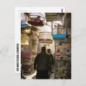 アフガニスタン、カブールのバードマーケット ポストカード (正面/裏面)