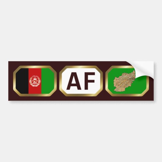 アフガニスタン 国旗 地図 コード ステッカー (正面)