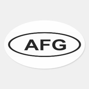 アフガニスタン「AFG」 楕円形シール