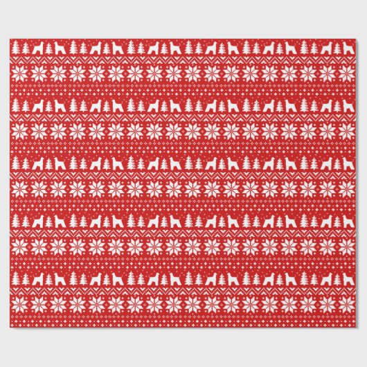 アフガンの犬がクリスマス模様をシルエット ラッピングペーパー (フラット)