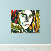 アフガンガールウィズグリーンアイズ抽象芸術油 キャンバスプリント (インサイチュ (ウッドフロア))