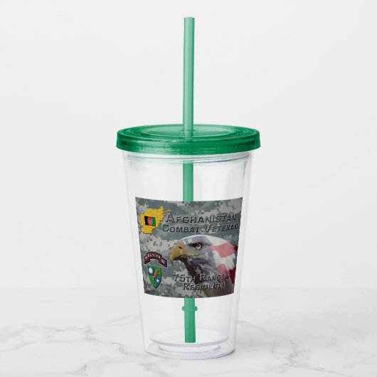 アフガンコンバット退役軍人第75レンジャー連隊 アクリルタンブラー (正面)