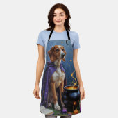 アフガンハウンドお洒落ドグハロウィン絵を描ズ エプロン (着用した状態)
