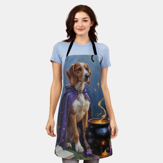 アフガンハウンドお洒落ドグハロウィン絵を描ズ エプロン (着用した状態)
