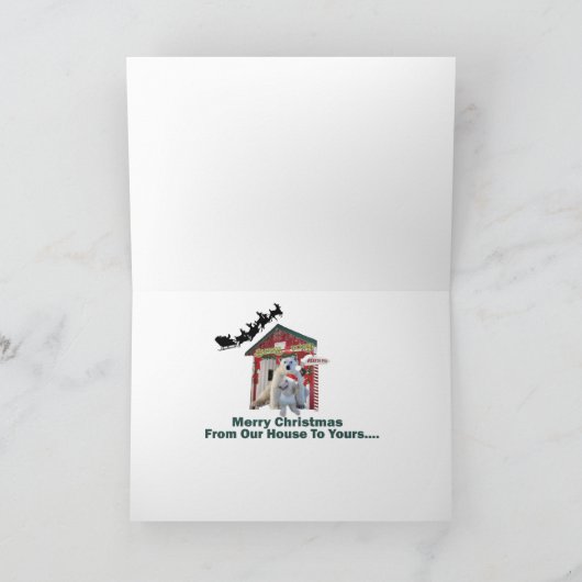 アフガンハウンドがサンタズハウスカードを訪れる シーズンカード (内部)