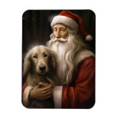 アフガンハウンドとサンタクロースのクリスマス マグネット (縦)