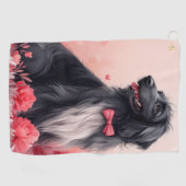 アフガンハウンドとバラ – バレンタインデー ゴルフタオル (横)