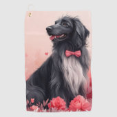 アフガンハウンドとバラ – バレンタインデー ゴルフタオル (正面)