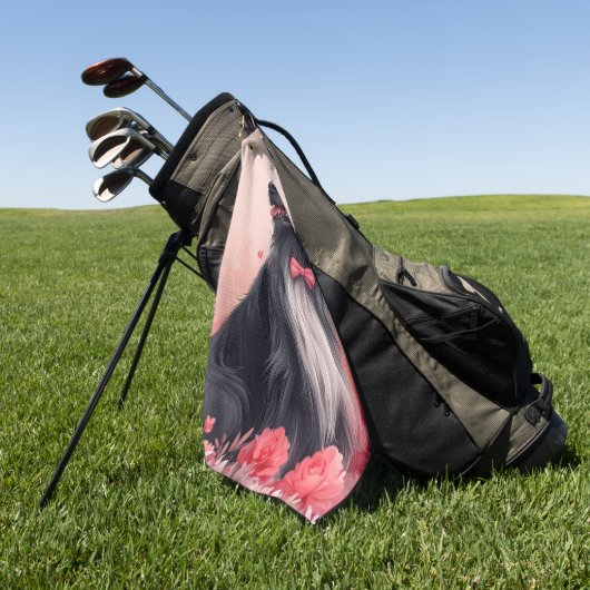 アフガンハウンドとバラ – バレンタインデー ゴルフタオル (グリーン)