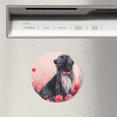 アフガンハウンドとバラ – バレンタインデー マグネット (インサイチュ (食洗機))