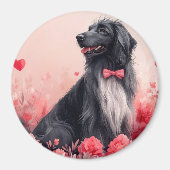 アフガンハウンドとバラ – バレンタインデー マグネット (正面)