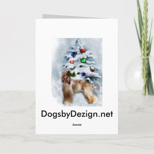 アフガンハウンドのクリスマスプレゼント シーズンカード (裏面)