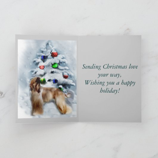 アフガンハウンドのクリスマスプレゼント シーズンカード (内部)