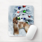 アフガンハウンドのクリスマスプレゼント マウスパッド (マウス)