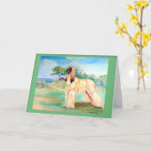 アフガンハウンドのグリーティングカード カード (黄色い花)