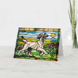 アフガンハウンドのステンドグラス カード