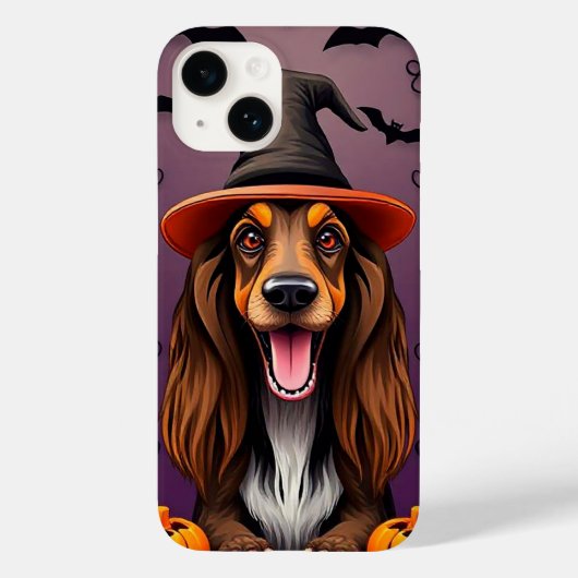 アフガンハウンドのハロウィン エレガントでスプーキーな犬の魔女 Case-Mate iPhoneケース (裏面)