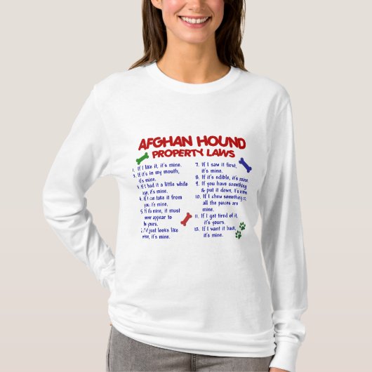 アフガンハウンドの特性の法律2 Tシャツ (正面)