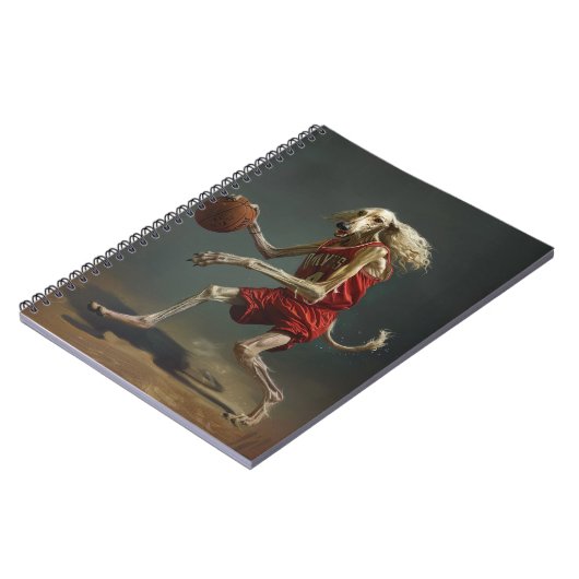 アフガンハウンドの犬がバスケットボールをプレイ ノートブック (左側)