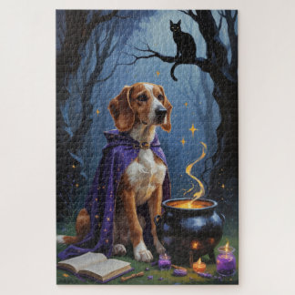 アフガンハウンドの犬のウィズミカルなハロウィンの絵画 ジグソーパズル