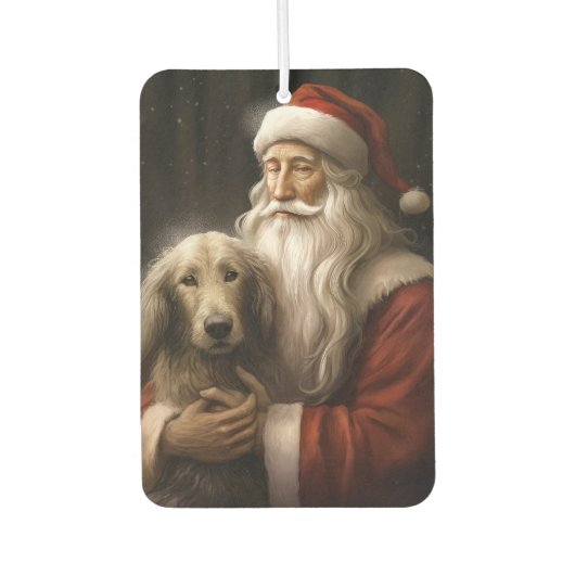 アフガンハウンドウィズサンタクロースフェスティバルクリスマス カーエアーフレッシュナー (正面)
