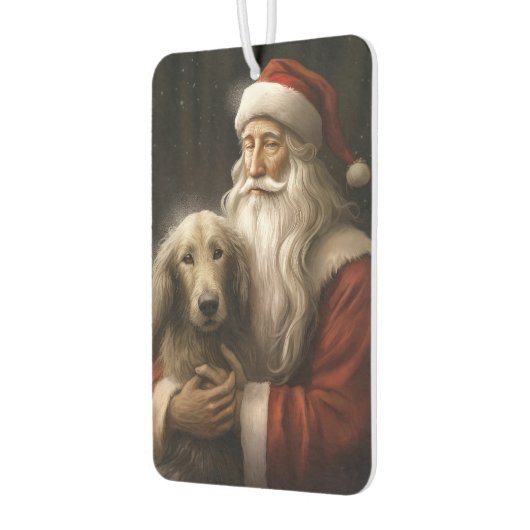 アフガンハウンドウィズサンタクロースフェスティバルクリスマス カーエアーフレッシュナー (左)