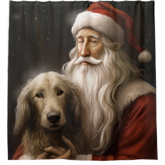 アフガンハウンドウィズサンタクロースフェスティバルクリスマス シャワーカーテン