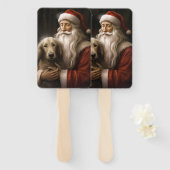 アフガンハウンドウィズサンタクロースフェスティバルクリスマス ハンドファン (正面&裏面)