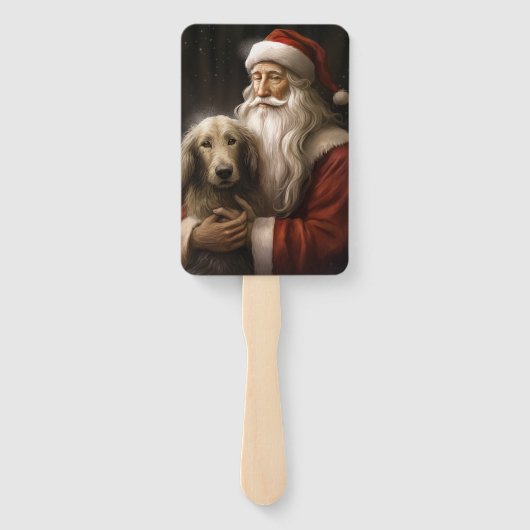 アフガンハウンドウィズサンタクロースフェスティバルクリスマス ハンドファン (裏面)