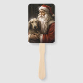 アフガンハウンドウィズサンタクロースフェスティバルクリスマス ハンドファン (正面)