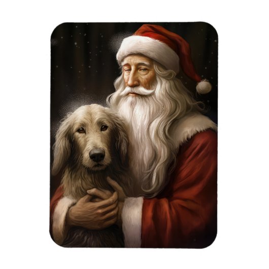 アフガンハウンドウィズサンタクロースフェスティバルクリスマス マグネット (縦)