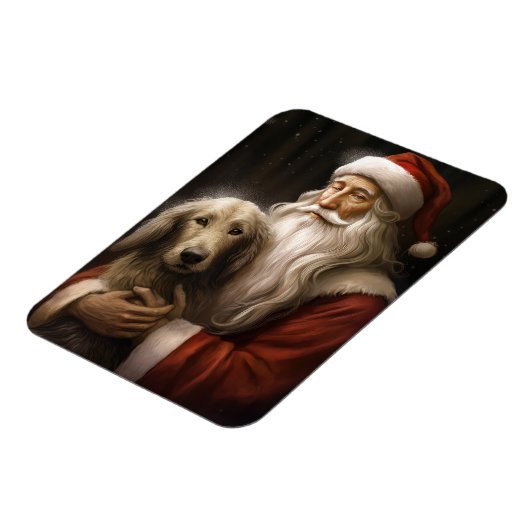 アフガンハウンドウィズサンタクロースフェスティバルクリスマス マグネット (左側)