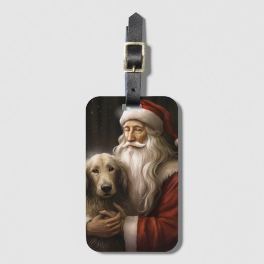 アフガンハウンドウィズサンタクロースフェスティバルクリスマス ラゲッジタグ (正面縦)