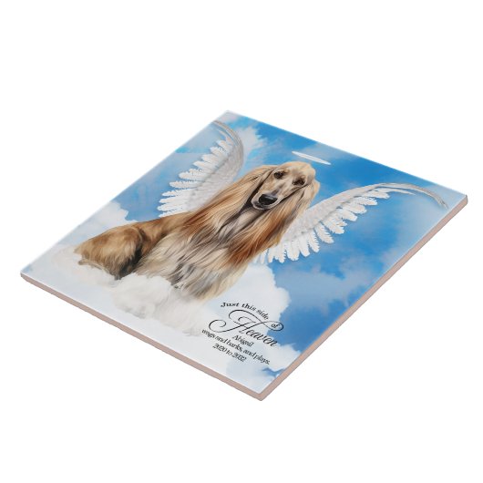 アフガンハウンドエンジェルパーソナライズされたドッグメモリアル タイル (側面)