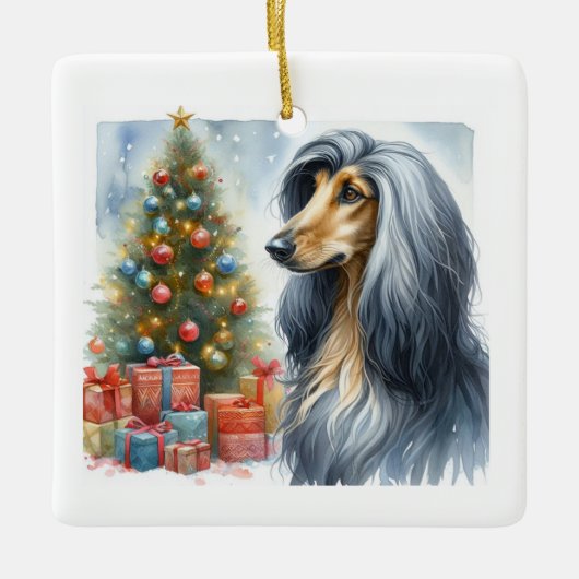 アフガンハウンドオラメント セラミックオーナメント (正面)