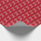 アフガンハウンドクリスマスドッグシルエットレッド ラッピングペーパー (角)