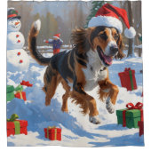 アフガンハウンドクリスマスフェスティバルスノーシーン シャワーカーテン (正面)