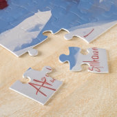 アフガンハウンドクリスマスフェスティバルスノーシーン ジグソーパズル (側面)