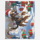 アフガンハウンドクリスマスフェスティバルスノーシーン フリースブランケット (正面)