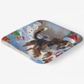 アフガンハウンドクリスマスフェスティバルスノーシーン ペーパープレート (傾斜あり)