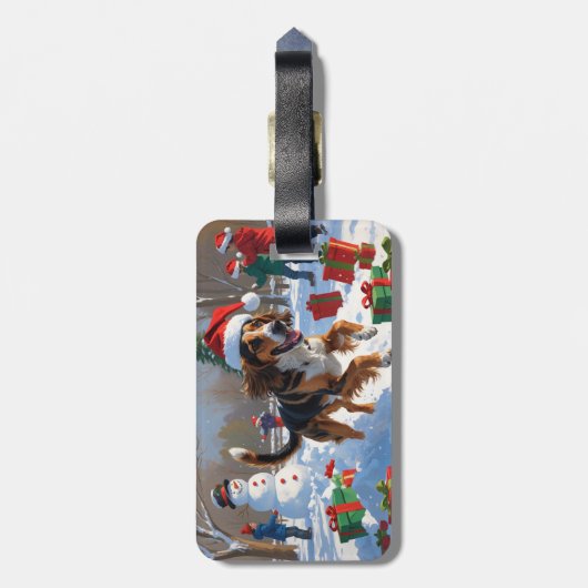 アフガンハウンドクリスマスフェスティバルスノーシーン ラゲッジタグ (裏面縦)