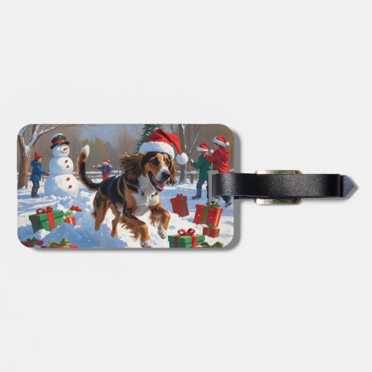 アフガンハウンドクリスマスフェスティバルスノーシーン ラゲッジタグ (裏面横)