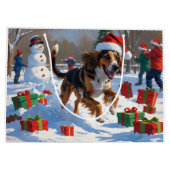 アフガンハウンドクリスマスフェスティバルスノーシーン ラージペーパーバッグ (裏面)