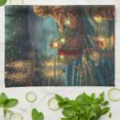 アフガンハウンドクリスマスフェスティバル航海 キッチンタオル (折り畳み)