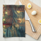 アフガンハウンドクリスマスフェスティバル航海 キッチンタオル (四つ折り)